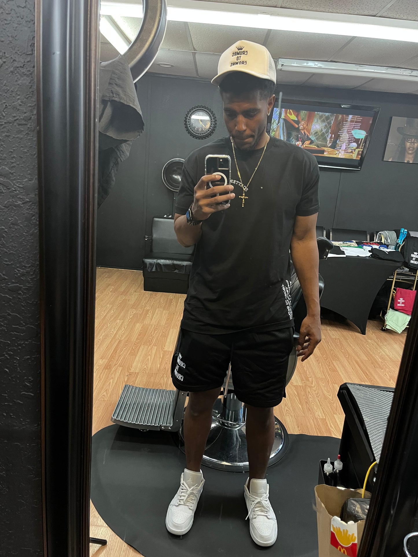 Mesh Classic Logo Shorts (Black)(Size: Small) (CLEARANCE SALE)