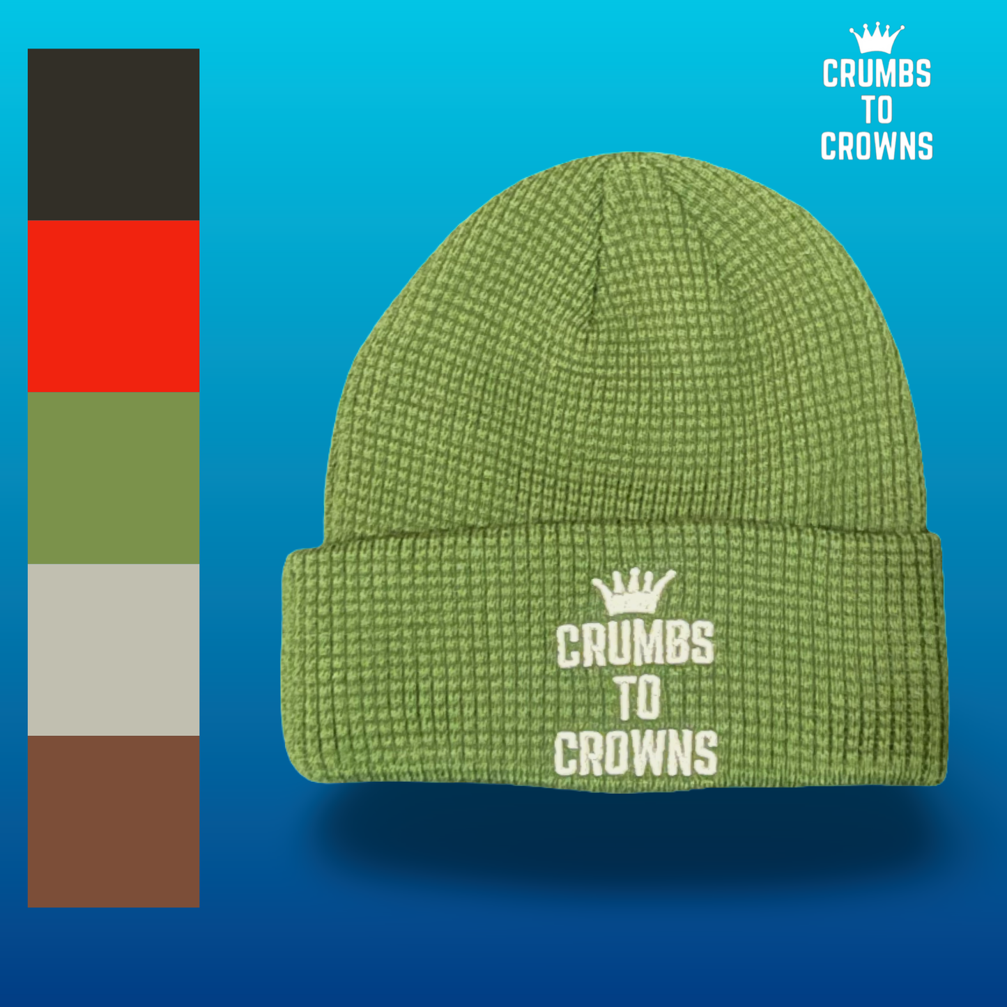 Green Waffle Knit Beanie (New Arrival)