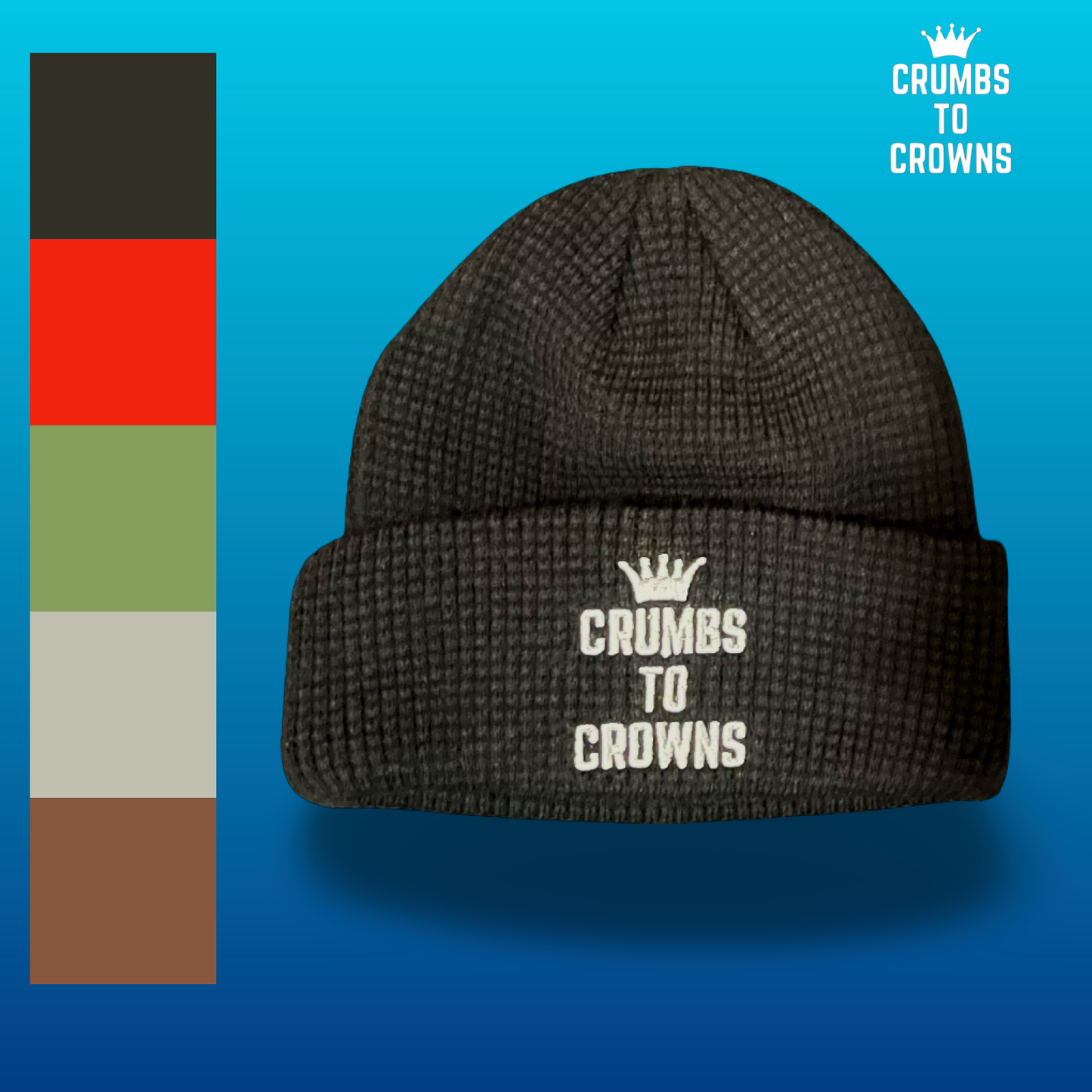 Black Waffle Knit Beanie (New Arrival)