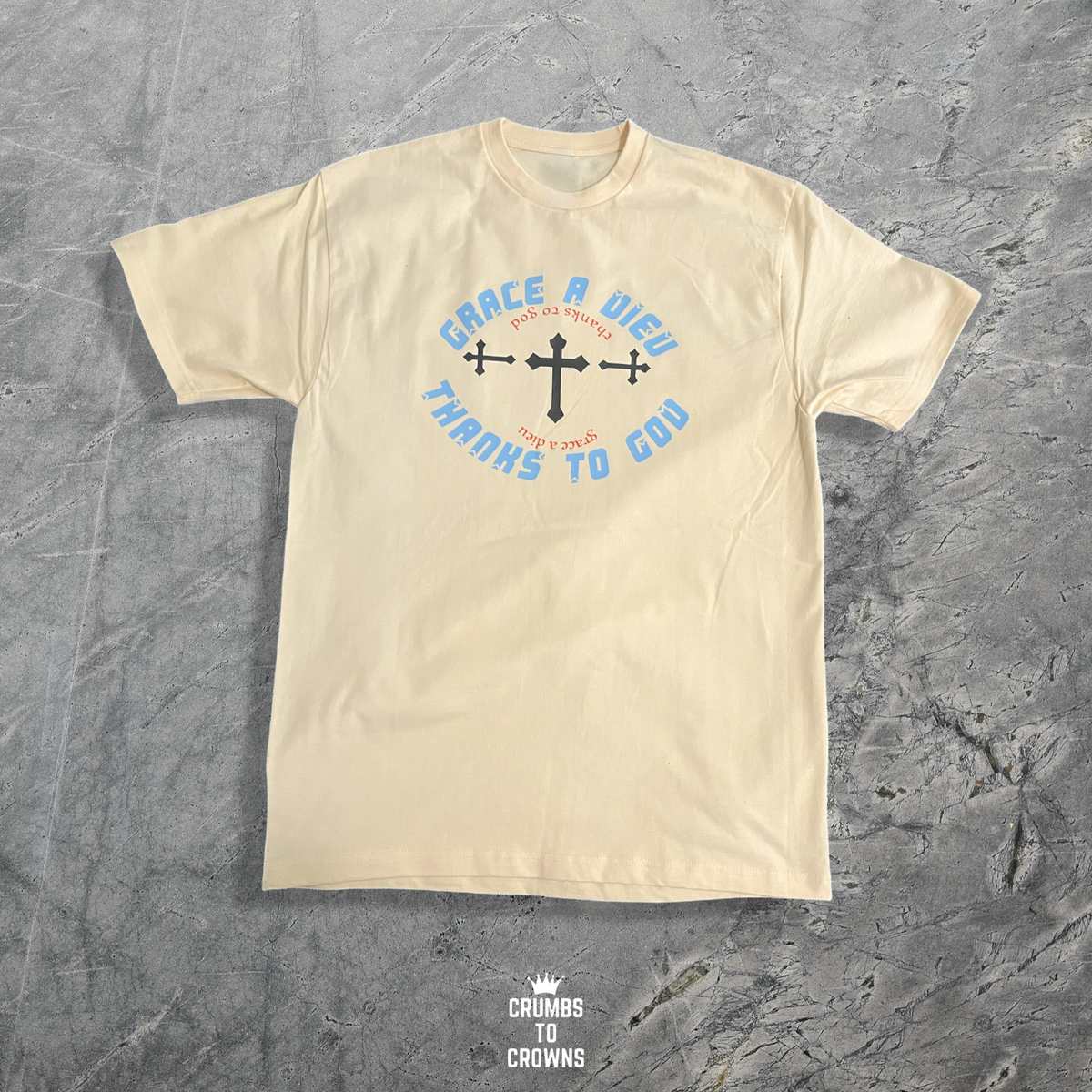 “Grace A Dieu” 9 oz. Heavyweight Tee (Cream)(Size: Small)(CLEARANCE)