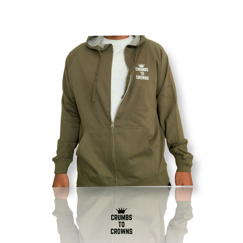 Premium Zip Up Hoodie (Olive Green)(Size: 3XL) (CLEARANCE)