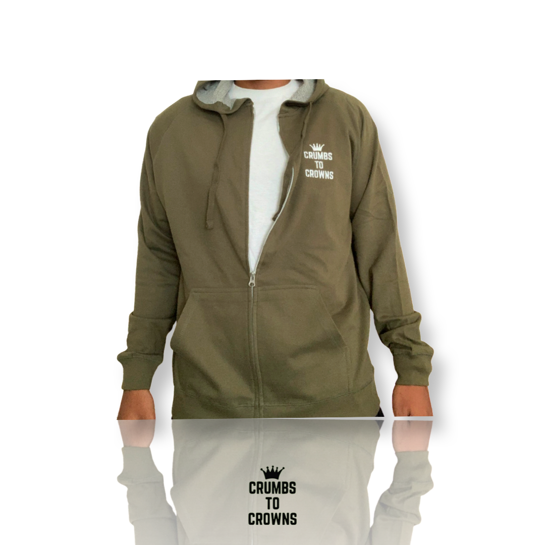 Premium Zip Up Hoodie (Olive Green)(Size: 3XL) (CLEARANCE)