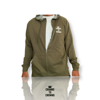 Premium Zip Up Hoodie (Olive Green)(Size: 3XL) (CLEARANCE SALE)